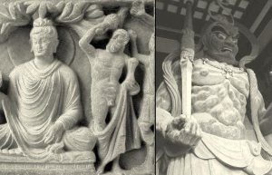 Геракл-Ваджрапани, как защитник Будды, и как Сюконгосин, воплощение Ваджрапани в Японии