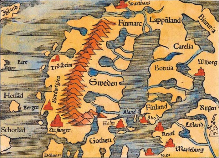 Карта Олауса Магнуса Carta Marina, 1539